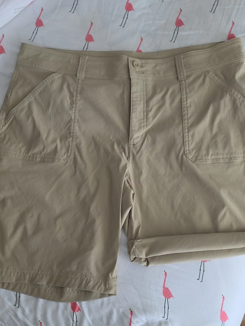 Eddie Bauer Beige Cotton-Blend Bermuda Shorts